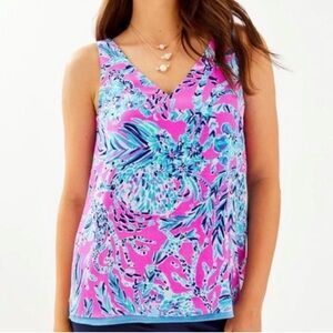 LILLY PULITZER Florin Sleeveless VNeck Mandevilla Pink New Kids on the Block M